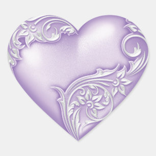 Heart Scroll Lilac w White Herz-Aufkleber