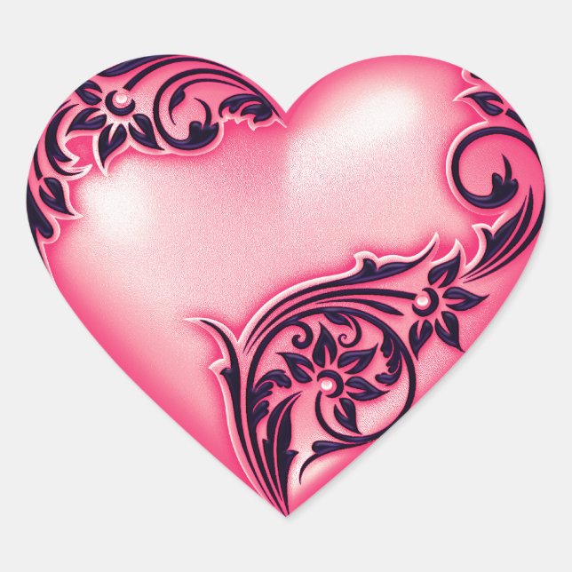 Heart Scroll Melon w Black Herz-Aufkleber (Vorderseite)