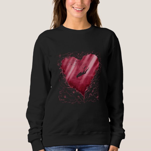 Heart Scuba Diving Diver Ocean Valentines Day Moth Sweatshirt (Vorderseite)