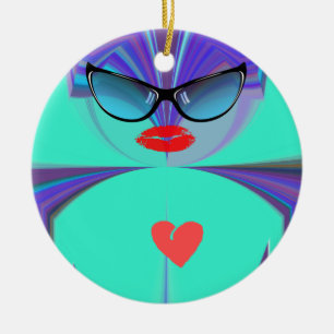 Heart Selfie Keramikornament