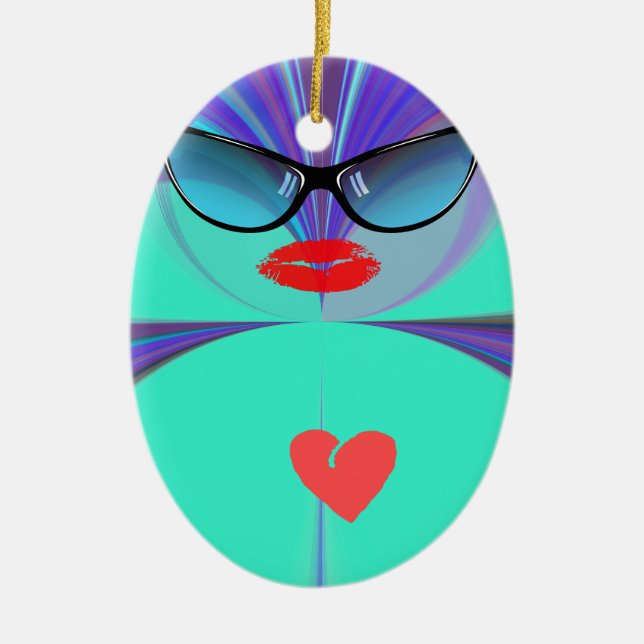 Heart Selfie Keramikornament (Vorne)