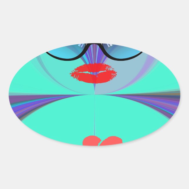 Heart Selfie Ovaler Aufkleber (Vorderseite)