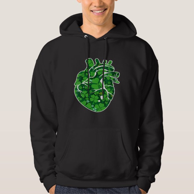 Heart Shamrock Cardiac Nurse St Patricks Day Irish Hoodie (Vorderseite)