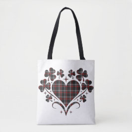 Heart Shamrock Plaid Black Classic Clover