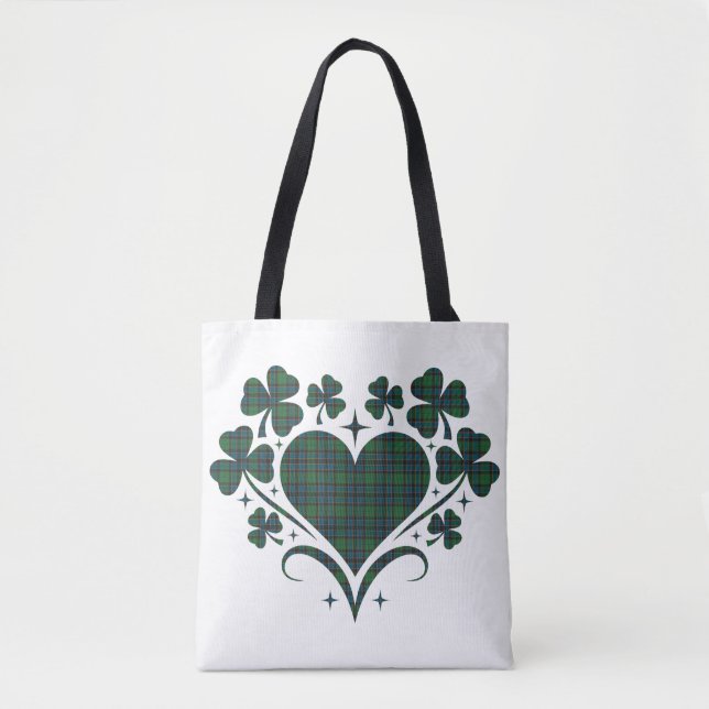 Heart Shamrock Plaid Blue Green Tartan Clover (Vorderseite)
