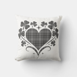 Heart Shamrock Plaid Gray Tartan Clover Kissen