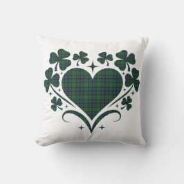 Heart Shamrock Plaid Green Blue Tartan Clover Kissen