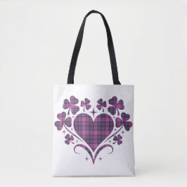 Heart Shamrock Plaid Pink Teal Tartan Clover
