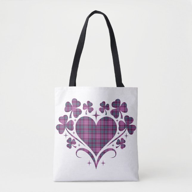 Heart Shamrock Plaid Pink Teal Tartan Clover (Vorderseite)