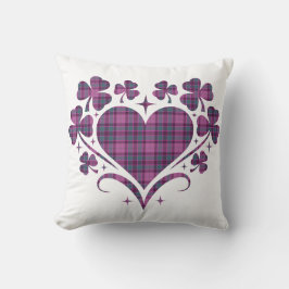 Heart Shamrock Plaid Purple Teal Tartan Clover Kissen