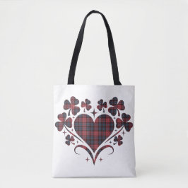 Heart Shamrock Plaid Red Blue Tartan Clover