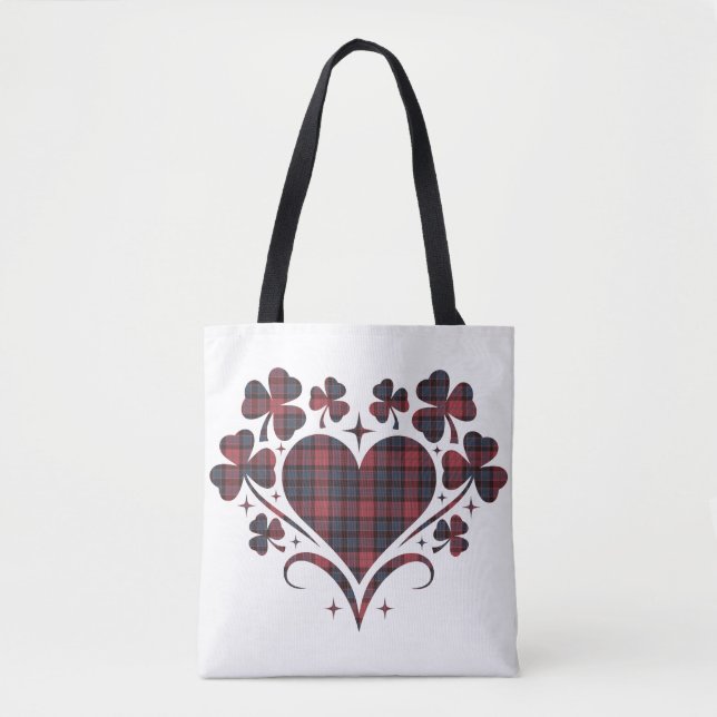 Heart Shamrock Plaid Red Blue Tartan Clover (Vorderseite)