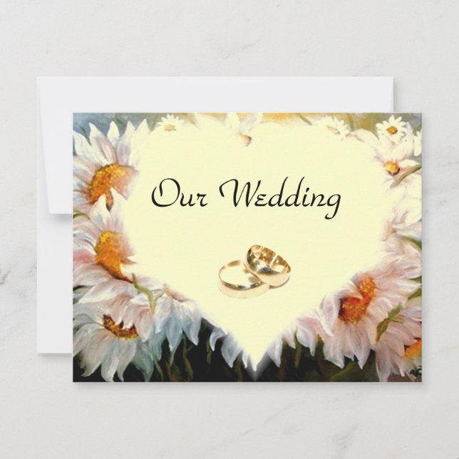 HEART SHAPE DAISIES Hochzeit Einladung (Vorderseite)