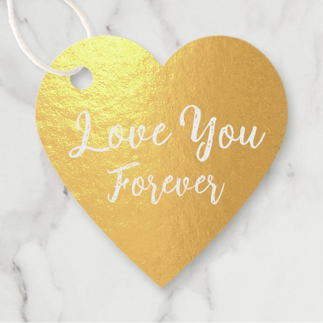 Heart Shape Geschenk Tag Gold Foil (Vorderseite)