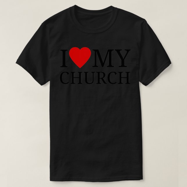 (Heart Shape) I Love My Church  Christian  T-Shirt (Design vorne)