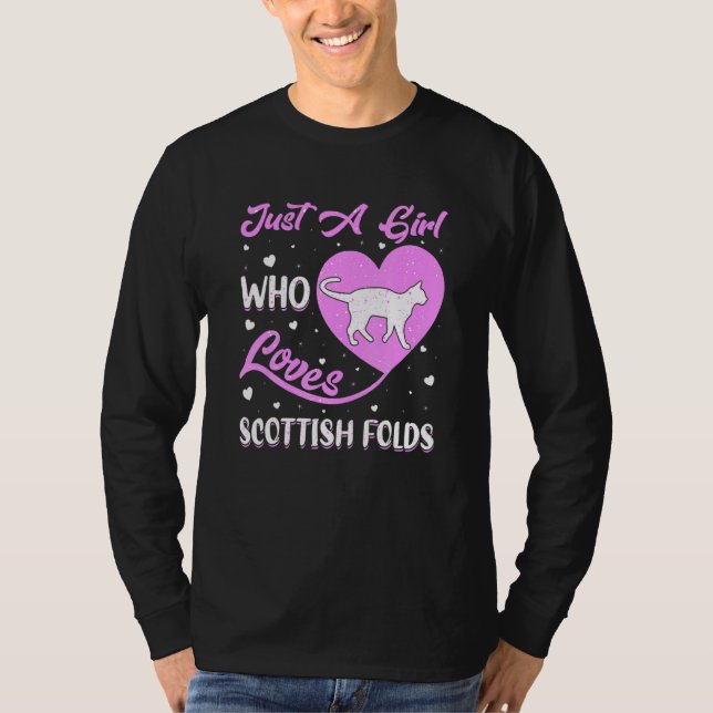 Heart Shape Just A Girl Who Loves Scottish Folds T-Shirt (Vorderseite)
