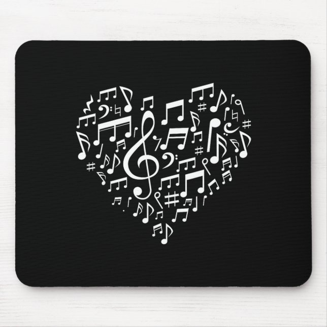 Heart Shape Musical Notes Music Lovers Gift Valent Mousepad (Vorne)