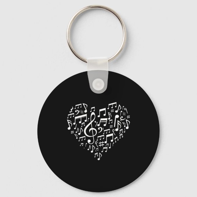 Heart Shape Musical Notes Music Lovers Gift Valent Schlüsselanhänger (Vorderseite)