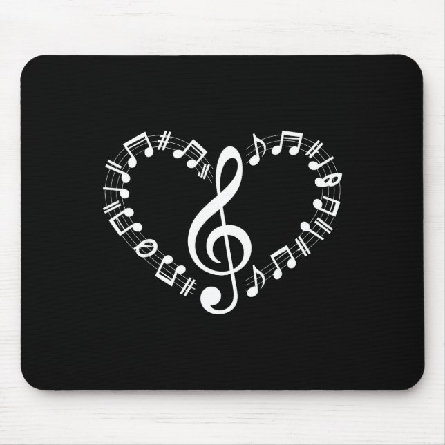 Heart Shape Musical Notes Music Lovers Happy Valen Mousepad (Vorne)