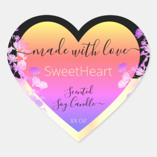 Heart Shape Packing Labels Rainbow Gold Herz-Aufkleber