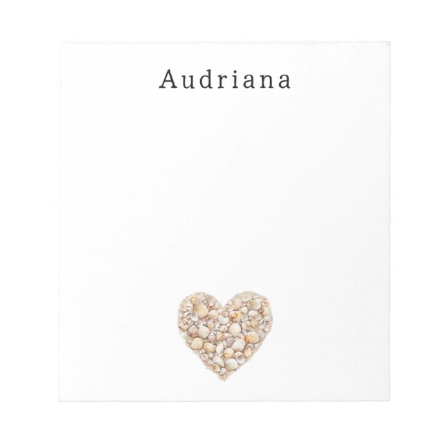 Heart Shape Sea Shells Ocean Beach Personalized  Notizblock (Vorderseite)