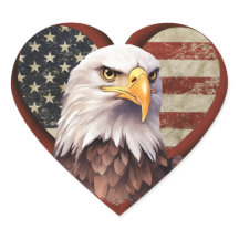 Heart Shaped American Flag Stickers