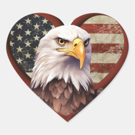 Heart Shaped American Flag Stickers