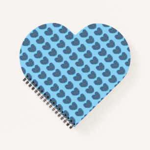 Heart Shaped Blue Hearts Spiral Notebook Notizbuch