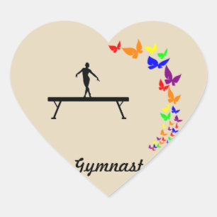 Heart Shaped Butterfly Gymnastics Sticker on Beam