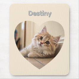 Heart-Shaped Cat Design Mousepad