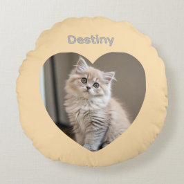 Heart-Shaped Cat Design Rundes Kissen