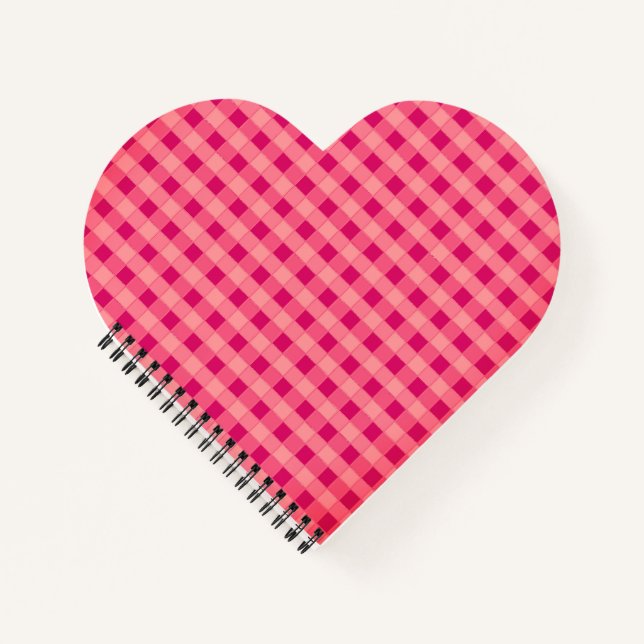 Heart Shaped Checked Tablecloth Pattern Notizbuch (Vorderseite)