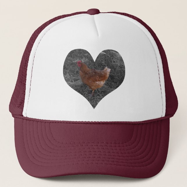Heart Shaped Chicken Hat Truckerkappe (Vorderseite)