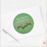 Heart Shaped Christmas Candy Cane Stickers<br><div class="desc">Personalisierte Candy Cane und Holly Weihnachtsgeschenke Stickers.</div>
