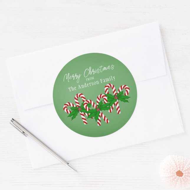 Heart Shaped Christmas Candy Cane Stickers (Umschlag)