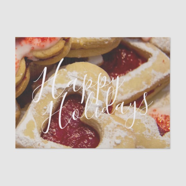 Heart Shaped Christmas Zucker Cookies Rotes Foto Seidenpapier (Vorderseite)