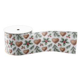Heart Shaped Cookies Christmas Holiday Pattern Ripsband