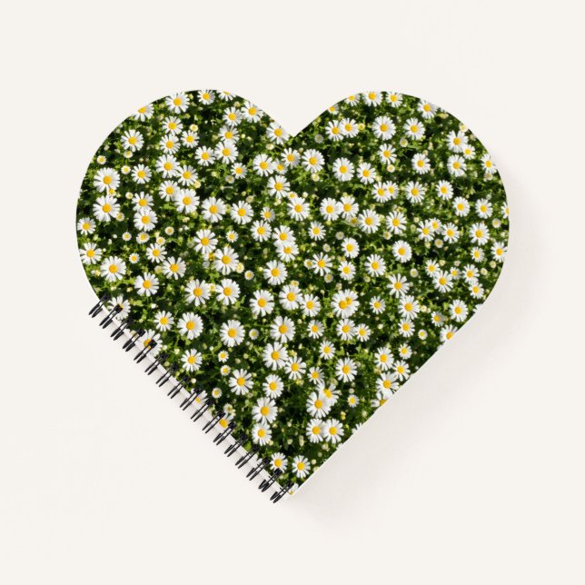 Heart-Shaped Daisy Meadow Notebook Notizbuch (Vorderseite)