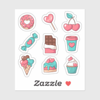 Heart Shaped Desserts Stickers Aufkleber
