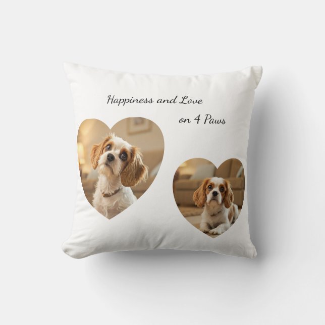 Heart-Shaped Dog Design – “Happiness on Four Paws” Kissen (Vorderseite)