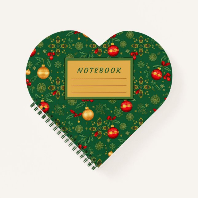 Heart Shaped Emerald Ornaments Notebook Notizbuch (Vorderseite)