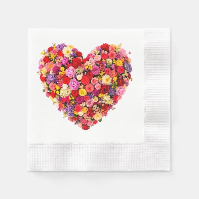 Heart-shaped Floral Valentine Love Arrangement Serviette (Vorderseite)