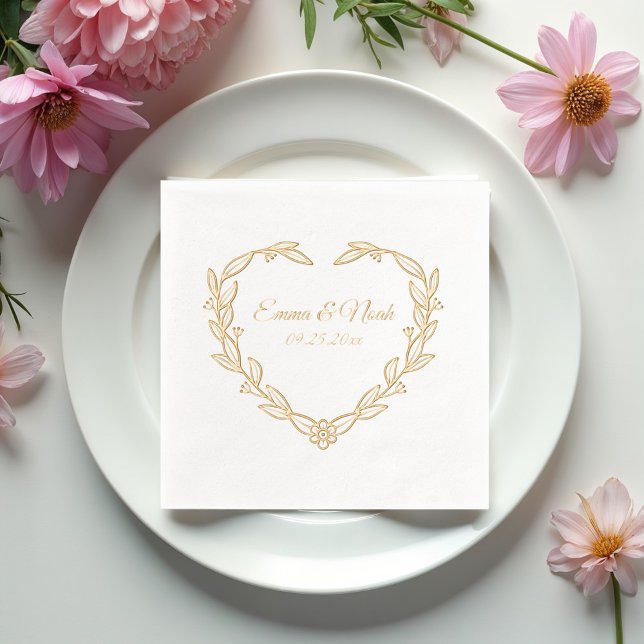 Heart Shaped Floral Wedding Servietten Mit Folie (Von Creator hochgeladen)
