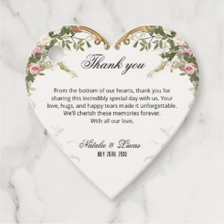 Heart Shaped Floral Wedding Vielen Dank Geschenkanhänger