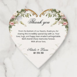 Heart Shaped Floral Wedding Vielen Dank Geschenkanhänger