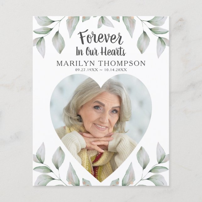 Heart Shaped Foto Budget Memorial Program (Vorderseite)