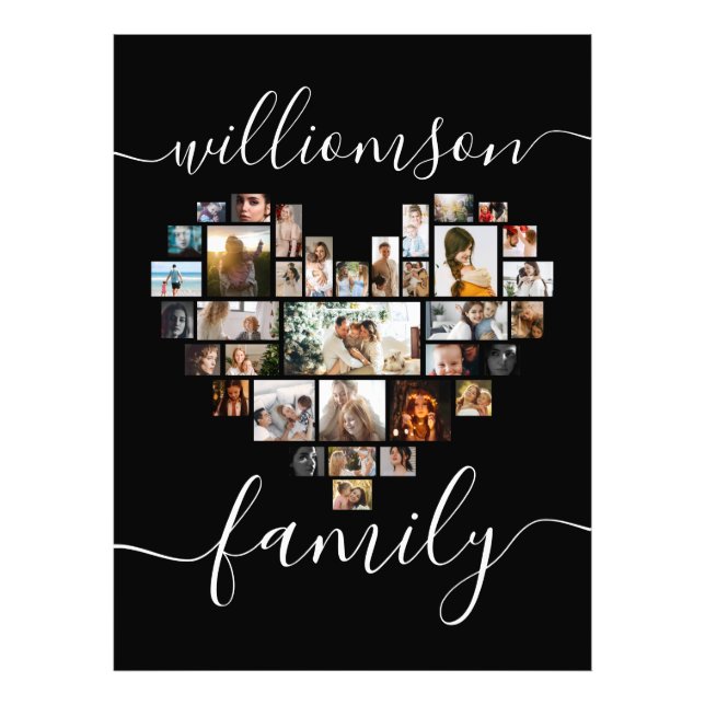 Heart Shaped Foto Collage Familienskript (Vorne)