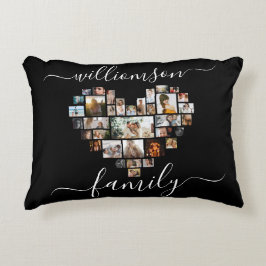 Heart Shaped Foto Collage Familienskript Dekokissen