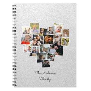 Heart Shaped Foto Collage Family Notebook Notizblock