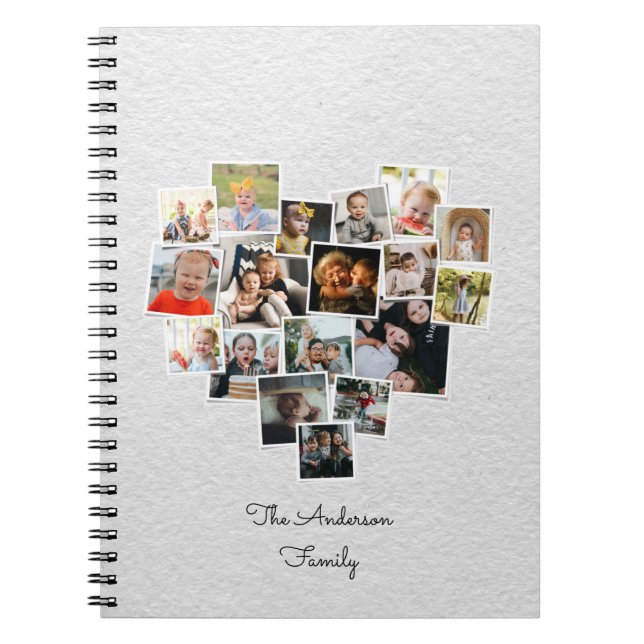 Heart Shaped Foto Collage Family Notebook Notizblock (Vorderseite)
